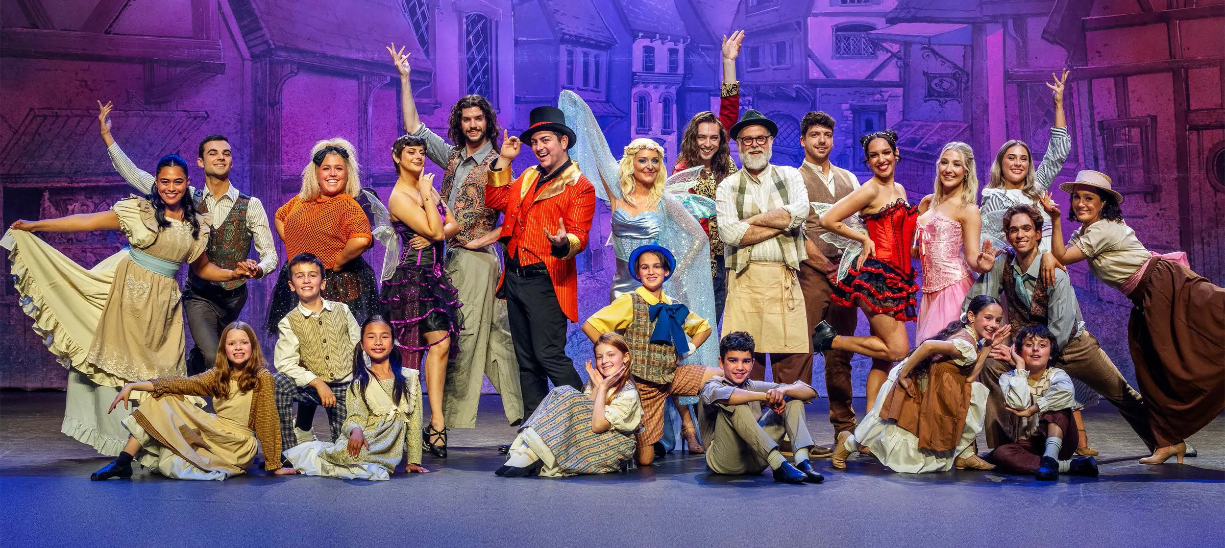 Full cast of My Son Pinocchio on stage